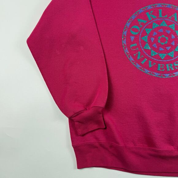Vintage Oakland University OU Rochester MI 80s/90s Pink Crewneck Womens Size XL - Picture 5 of 8